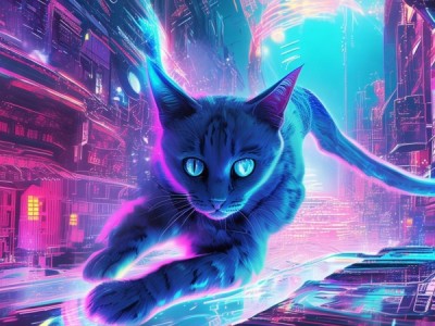 二次元科技动态，蓝猫壁纸中的未来探索